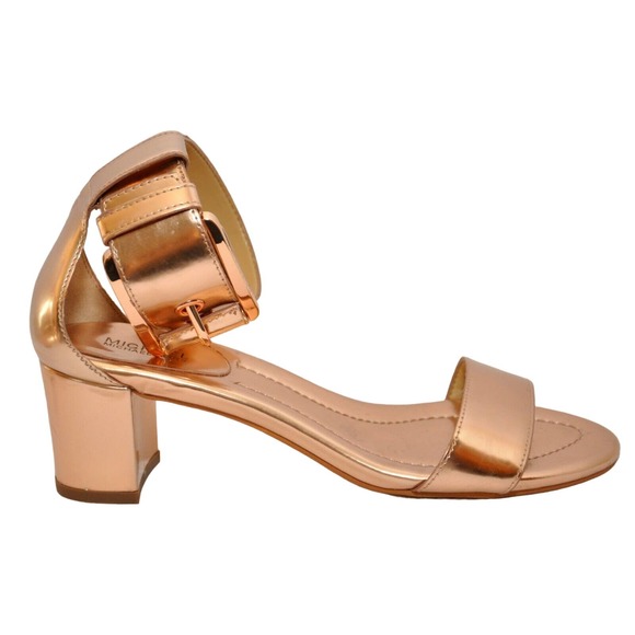 Michael Kors Lena Flex Mid Heel Pump Sandal Rose Gold Specchio 6 New - Picture 2 of 8
